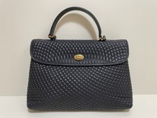 BALLY Hand Bag Leather Black Authentic 0103