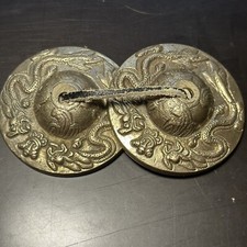 Tibetan  Dragon Tingsha Meditation Bells Finger-Cymbals Hand Crafted -  2.5"