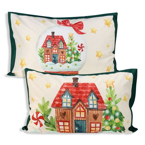 Paire taies noel impression - paire,