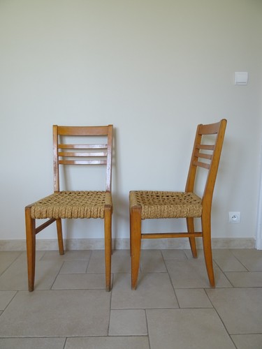 Ancienne chaise corde fauteuil - chaise,