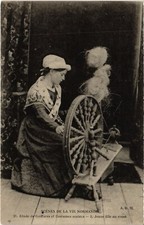 CPA Study of Antique Hairstyles & Costumes - Young Girl with the Rouet (1257946)