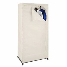 Armoire En Tissu Beige Avec Tringle À Vêtements Armoire Pliable Garde-Robe