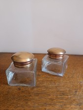 Lot of 2 Antique Clear Glass Square Inks