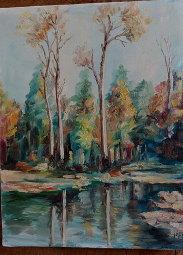 Huile ancienne paysage arbres - ancienne, paysage-arbres