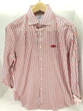 Arkansas Razorbacks Thomas Dean Shirt Men Sz Large Red Stripe Button Long Sleeve