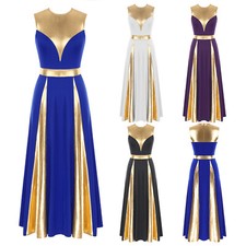 Women's Sleeveless Praise Lyrical Dress Liturgical Worship Robe Tunic Dancewear