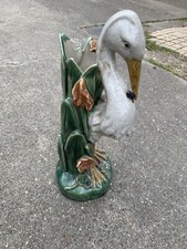 Porte Parapluie ancien Barbotine  Polychrome Heron