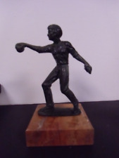BRONZE STATUE SIGN SIMAR ON MARBLE BASE PETANQUE PLAYER BOWLER