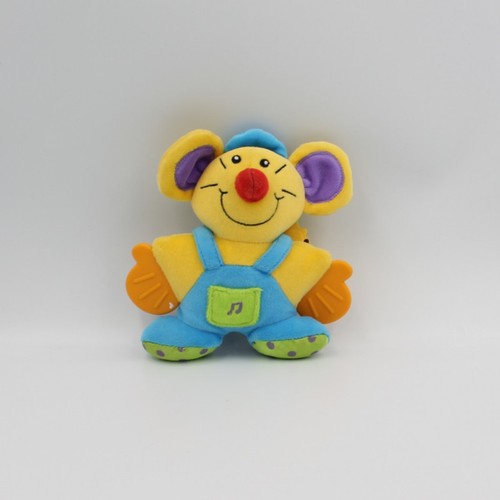 Doudou eveil souris - jaune, bleu
