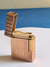 BRIQUET ST DUPONT ligne 1 VINTAGE PLAQUÉ OR LIGNES VERTICALES ANNÉES 70