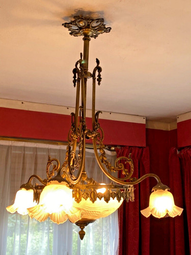 Ancien imposant lustre - ancien, bronze