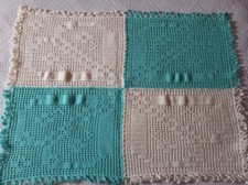 Dessus de lit berceau petit lit bébé turquoise/blanc fait main