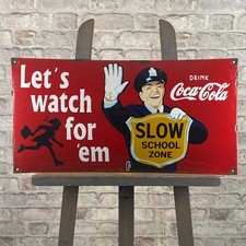 Plaque émaillée COCA-COLA 25,6x13,4" (65x34cm) belle enseigne murale publicit...