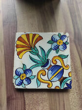 Antique Desvres Tile Flower Decor RARE