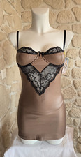 Nuisette satinée marron avec string taille S/M n° R802 (li)