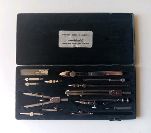 Ancienne boite compas essel - boite,