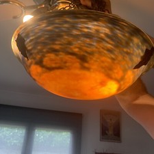 NOVERDY SIGNED 1930 GLASS PASTE CHANDELIER