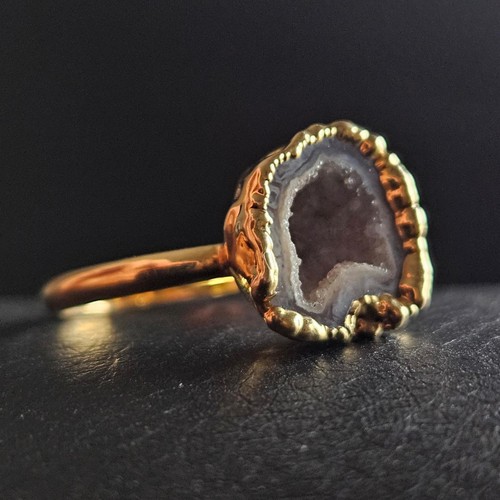 Bague géode pierre brute