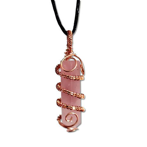 Pendentif quartz rose rouleau