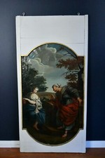 PEINTURE TRUMEAU ANCIEN ÉPOQUE LOUIS XVI XVIIIè AVEC SCÈNE GALANTE
