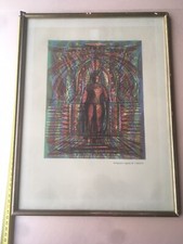 Artwork painter Jean Carzou The Buddha original lithograph 1975 frame painting