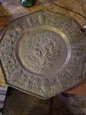 Ancien Plateau En Cuivre Jaune