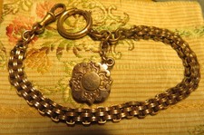 Antique GOLD PLATED WATCH CHAIN MESH VEST fancy 3 row TASSEL