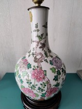 Ancien vase gourde monté en lampe en porcelaine Chinoise Signé XIXe ?