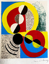 Sonia Delaunay Lithographie COA Original Signature Timbre Numéroté à Main 175 Ex