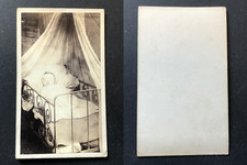Baby on his deathbed, post-mortem photo, circa 1880 vintage cdv albumen prin
