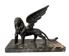 Winged Bronze Lion St Mark Venice Sculpture Statue Marble