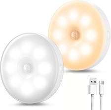 2 Veilleuse Détecteur de Mouvement LED Rechargeable USB  Lampe Automatique