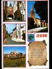 JEGUN (32) LAVARDENS / CHURCH, TOWN HALL, WOOL TRADE "PHILDAR" & COAT OF ARMS