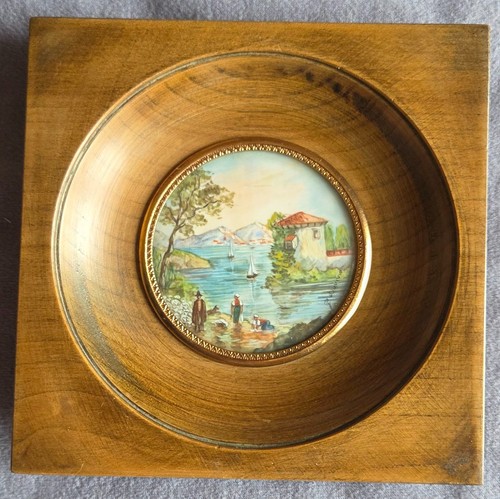 Peinture tondo miniature cadre - miniature,
