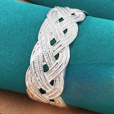 Bracelet argent massif tresses