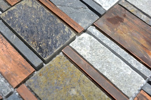 Mosaïque carreau cuivre gris