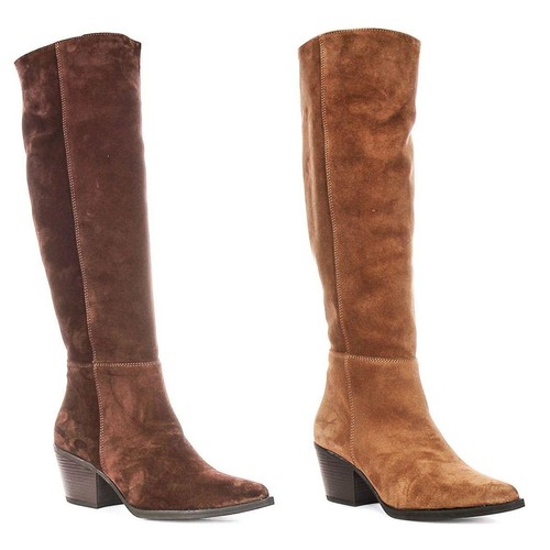 Botte femme daim genoux - en,