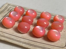 Genuine Mother of Pearl Pink 9.5mm - Card of 12 Antique 1940s Ball Buttons
