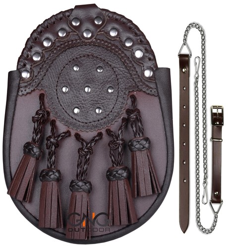 Sporran cuir brun - en,