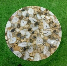 Table De Salle À Manger Ronde En Agate Mixte Fait Main Décor Maison Mobilier 36"