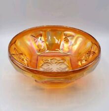 Coupe verre moulé orange irisé Carnival de Fenton décor géométrique Art Déco 