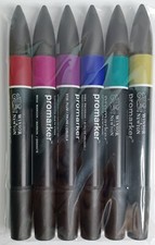 Winsor Newton Rich Tones Dual Nib Promarkers Set of 6 (Bullet and Chisel Nib)