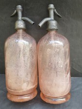 Lot 2 siphons roses eau de seltz Fécamp Seine Maritime hauteur 31 cms a nettoyer
