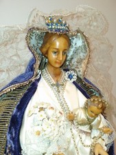 H.54cm/Very nice antique doll/VIRGIN AND CHILD JESUS/Heads, Wax hands