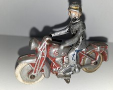 Moto plomb miniature avec son pilote - ancienne