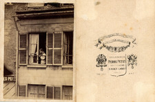 Pierre Petit, Paris, man in the mirror, at his window Vintage albumen print CDV.