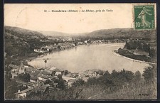Old postcard Condrieu, Le Rhône taken from Verin 