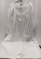 Soft Moments New York Cottage Chic Lace Trim Robe - Size Large Long Sleeve