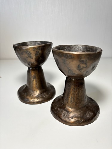 Paire bougeoirs bronze - paire,