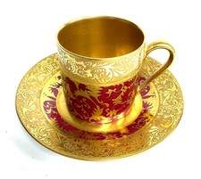 Tasse et sous-tasse en porcelaine -  Dumas Fils -  Limoges - France